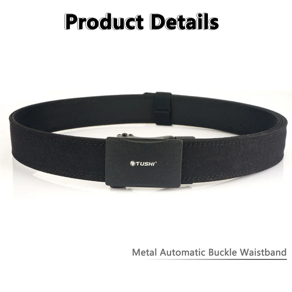 TUSHI Brand 3.8 Wide Thickened Gun Hanging Double-Layer Nylon Cloth Belt Versatile Outdoor Tactical Automatic Buckle Men's Belt