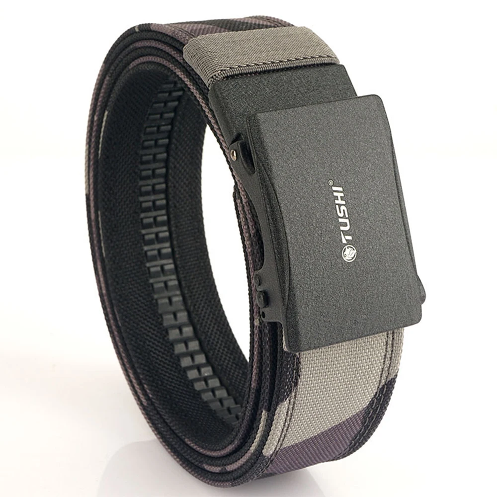 TUSHI Brand 3.8 Wide Thickened Gun Hanging Double-Layer Nylon Cloth Belt Versatile Outdoor Tactical Automatic Buckle Men's Belt