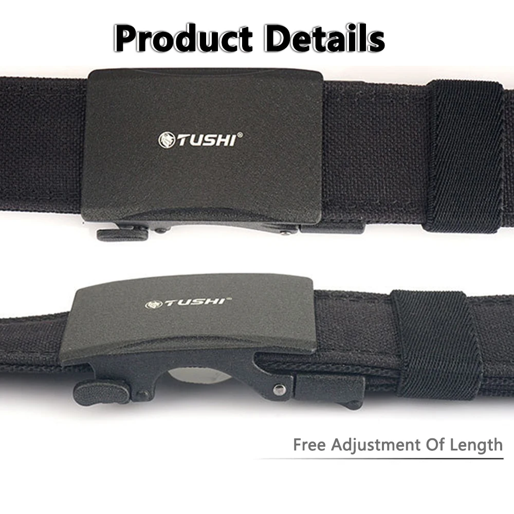TUSHI Brand 3.8 Wide Thickened Gun Hanging Double-Layer Nylon Cloth Belt Versatile Outdoor Tactical Automatic Buckle Men's Belt