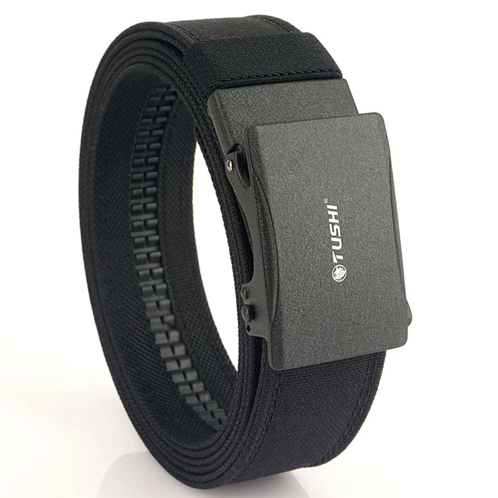 TUSHI Brand 3.8 Wide Thickened Gun Hanging Double-Layer Nylon Cloth Belt Versatile Outdoor Tactical Automatic Buckle Men's Belt