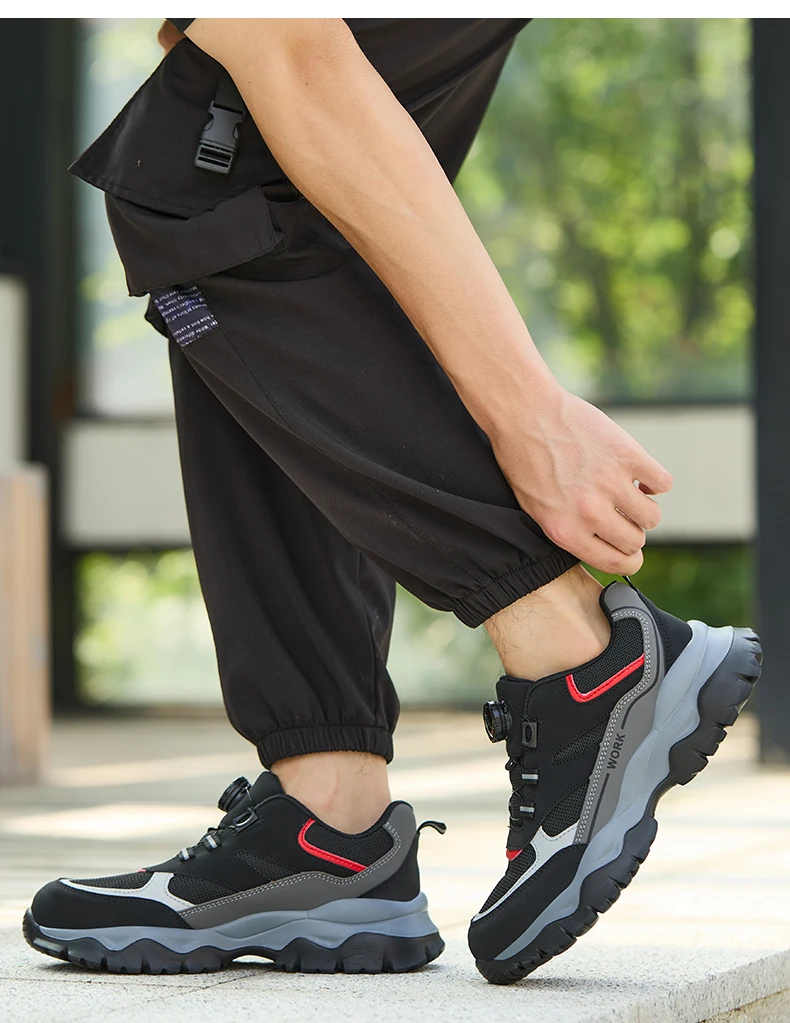 Rotary Buckle Work Boots Indestructible Safety Shoes Men Steel Toe Shoes Puncture-Proof Sneakers Non Slip Work Protective Shoes