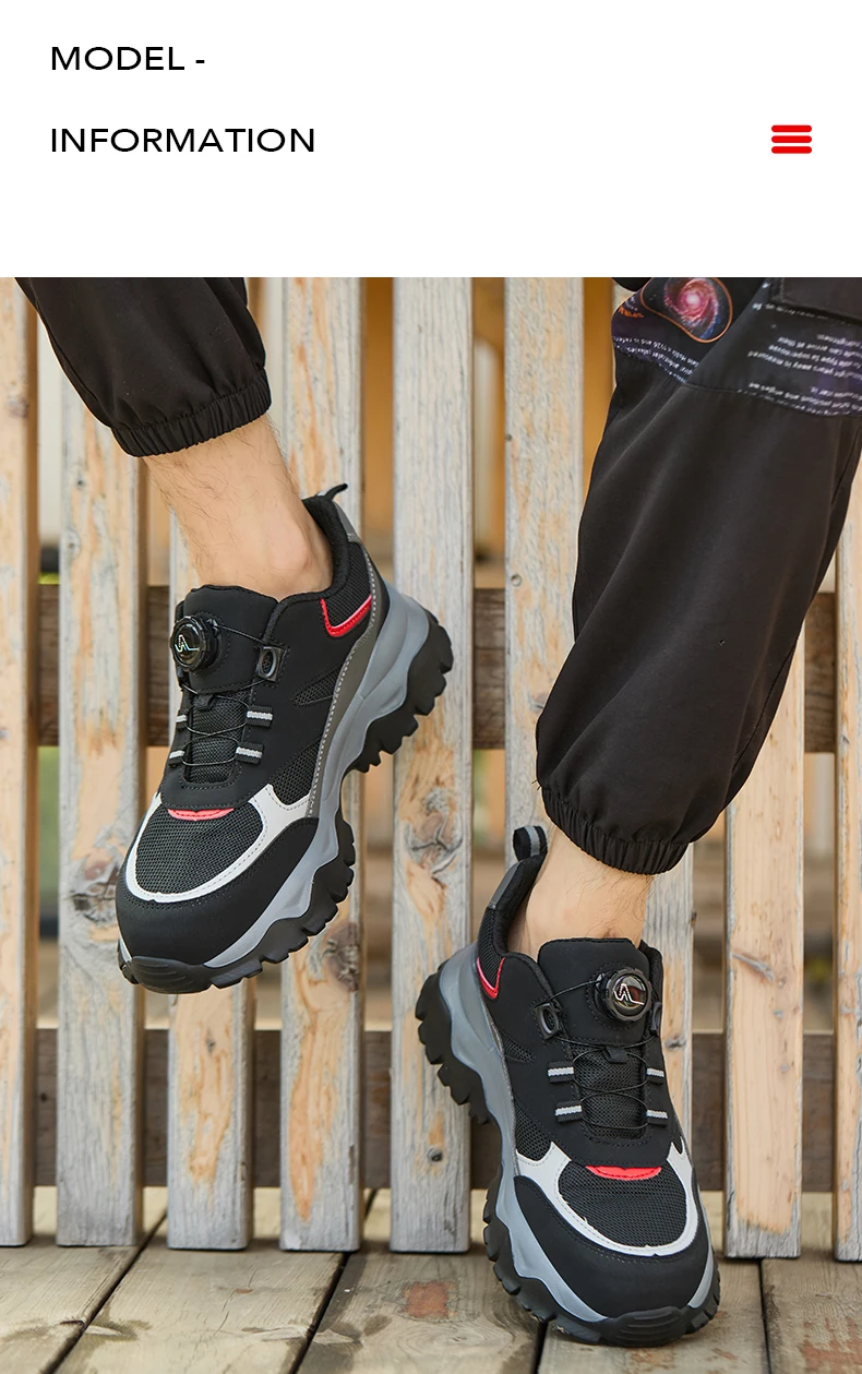 Rotary Buckle Work Boots Indestructible Safety Shoes Men Steel Toe Shoes Puncture-Proof Sneakers Non Slip Work Protective Shoes