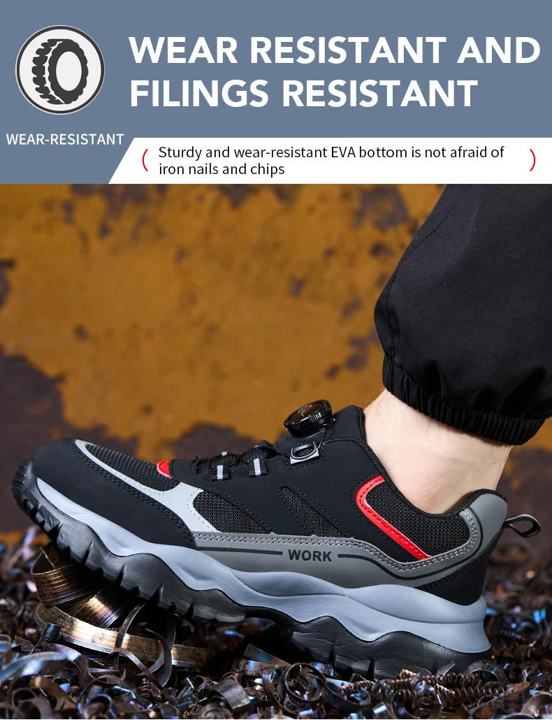 Rotary Buckle Work Boots Indestructible Safety Shoes Men Steel Toe Shoes Puncture-Proof Sneakers Non Slip Work Protective Shoes