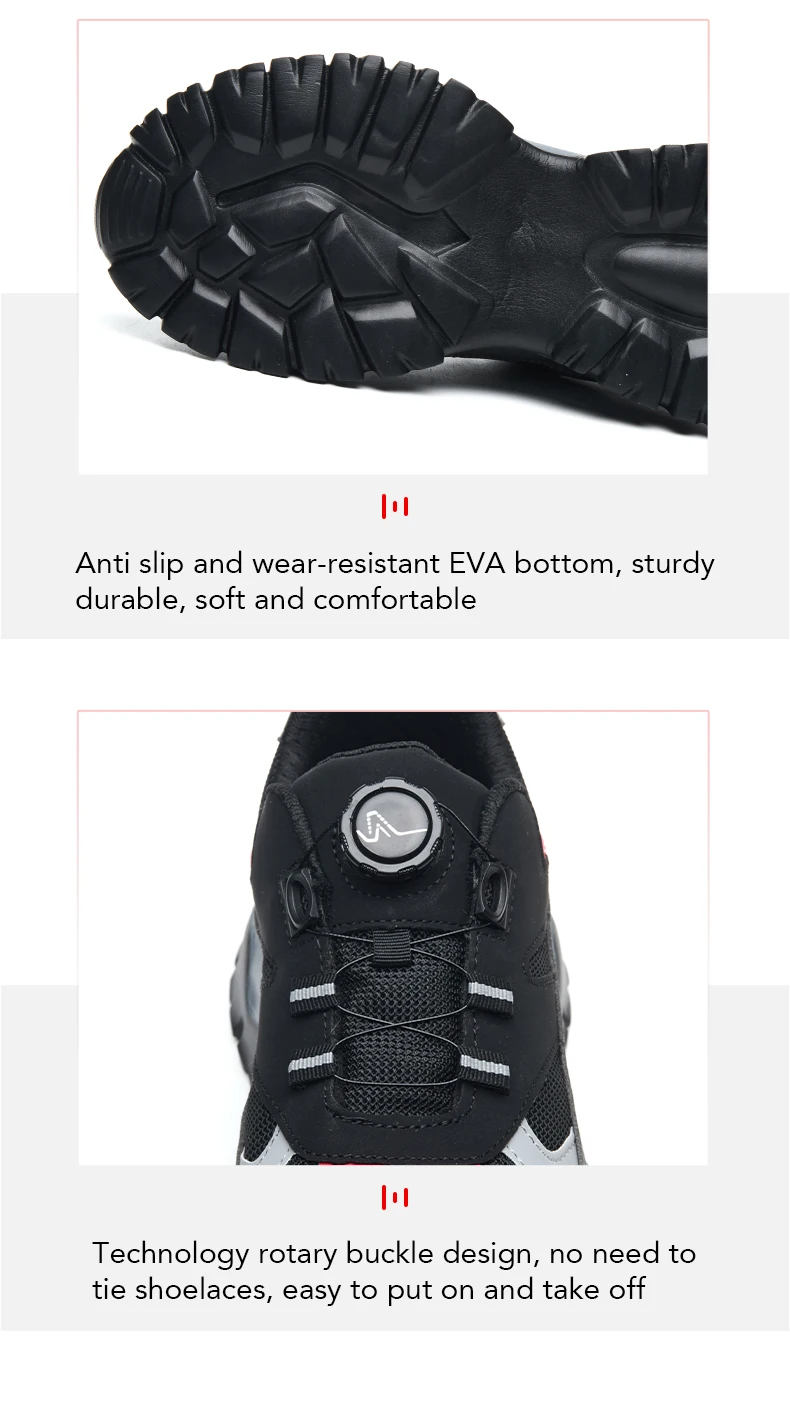 Rotary Buckle Work Boots Indestructible Safety Shoes Men Steel Toe Shoes Puncture-Proof Sneakers Non Slip Work Protective Shoes