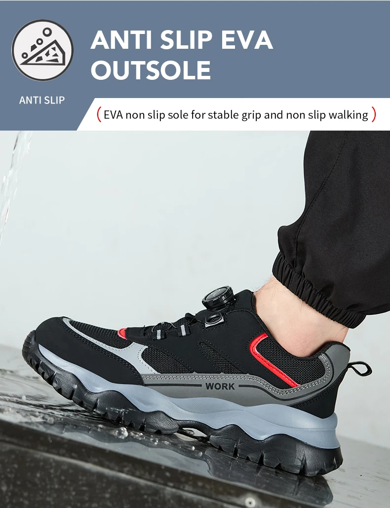 Rotary Buckle Work Boots Indestructible Safety Shoes Men Steel Toe Shoes Puncture-Proof Sneakers Non Slip Work Protective Shoes