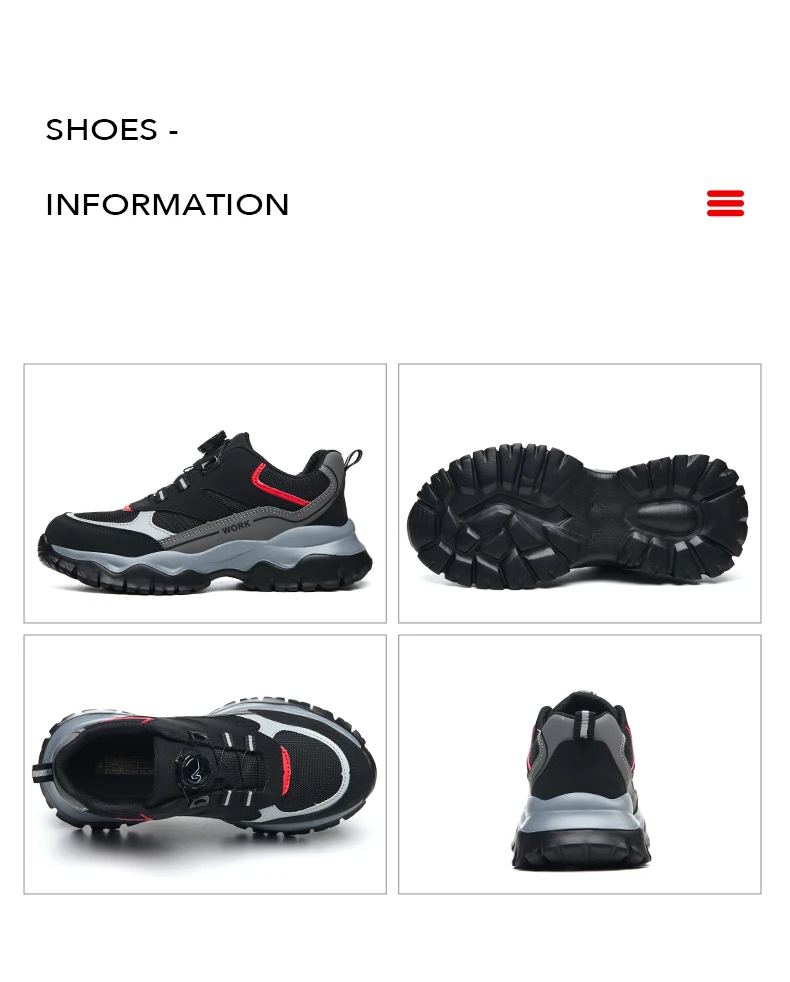 Rotary Buckle Work Boots Indestructible Safety Shoes Men Steel Toe Shoes Puncture-Proof Sneakers Non Slip Work Protective Shoes