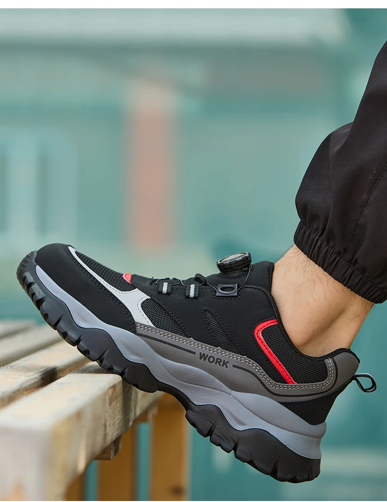 Rotary Buckle Work Boots Indestructible Safety Shoes Men Steel Toe Shoes Puncture-Proof Sneakers Non Slip Work Protective Shoes