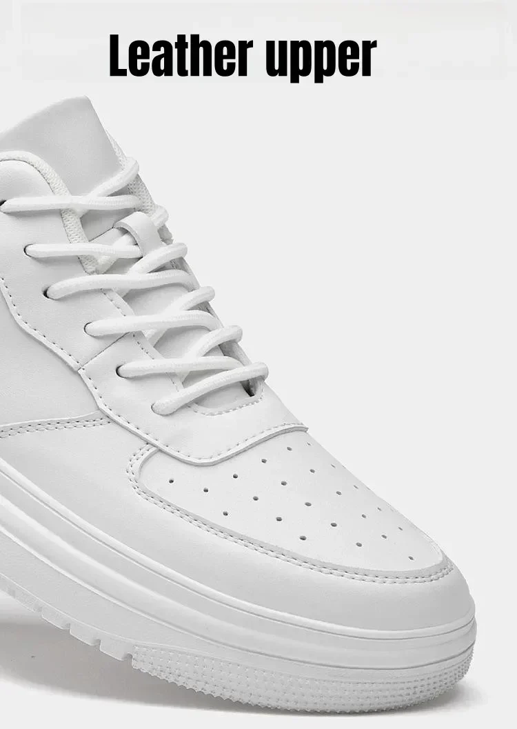 New Height Increasing Shoes for Men 10cm Invisible Elevator Sneakers White Leathe Sport Zapatillas De Hombre Big Size 46
