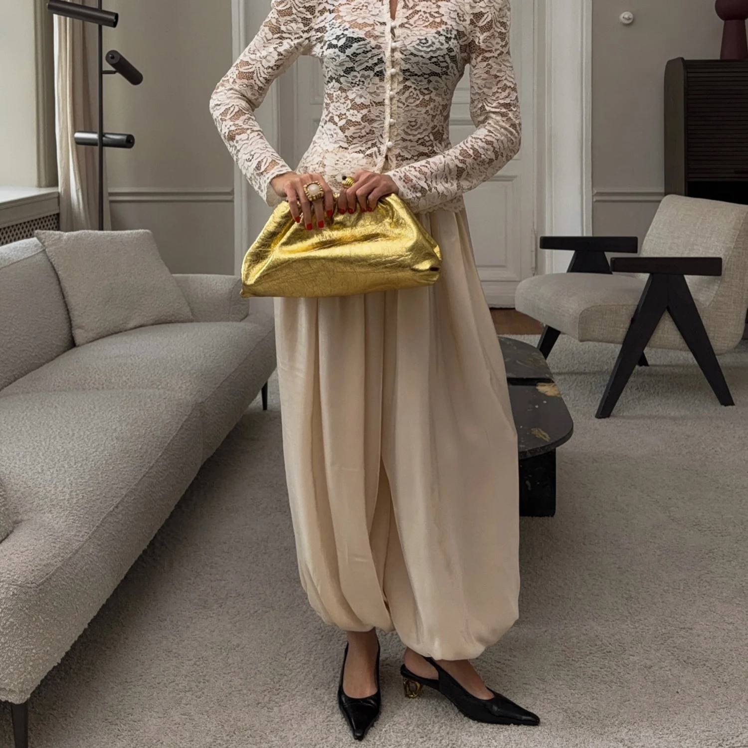 DNBS Satin Finish Women's Loose Balloon Pants, Elastic Cuffed Harem Trousers, Elegant Loungewear for Spring & Summer