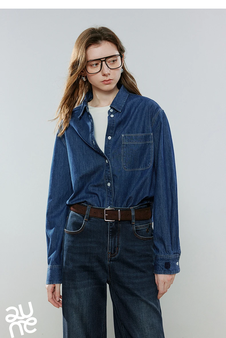 TOYOUTH Women Vintage Casual Denim Shirts 2026 Spring New Loose Outerwear Classic Basic Blouses