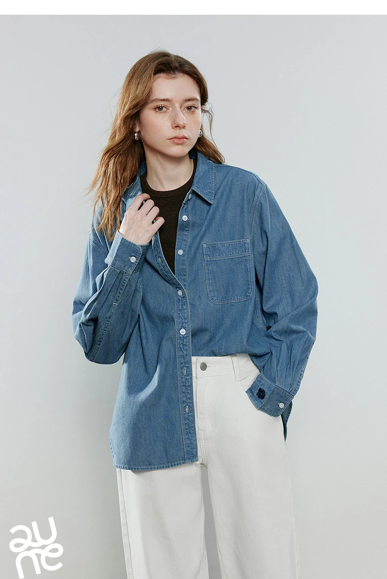 TOYOUTH Women Vintage Casual Denim Shirts 2026 Spring New Loose Outerwear Classic Basic Blouses