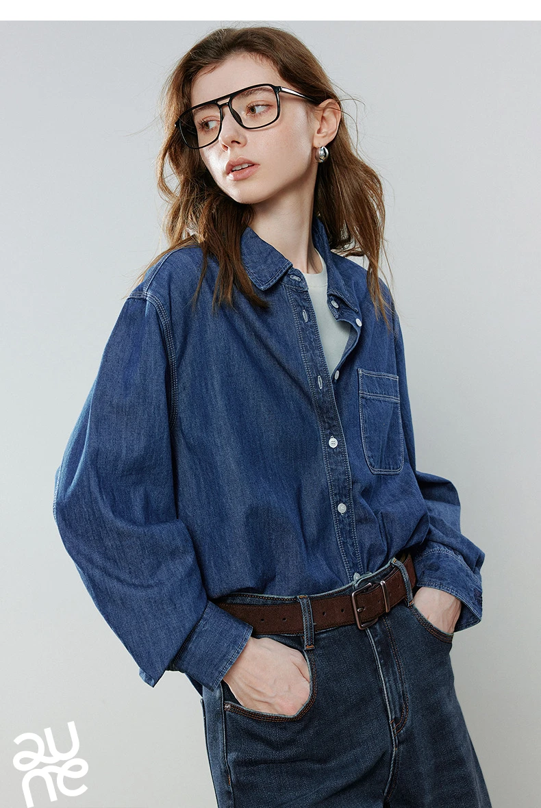 TOYOUTH Women Vintage Casual Denim Shirts 2026 Spring New Loose Outerwear Classic Basic Blouses