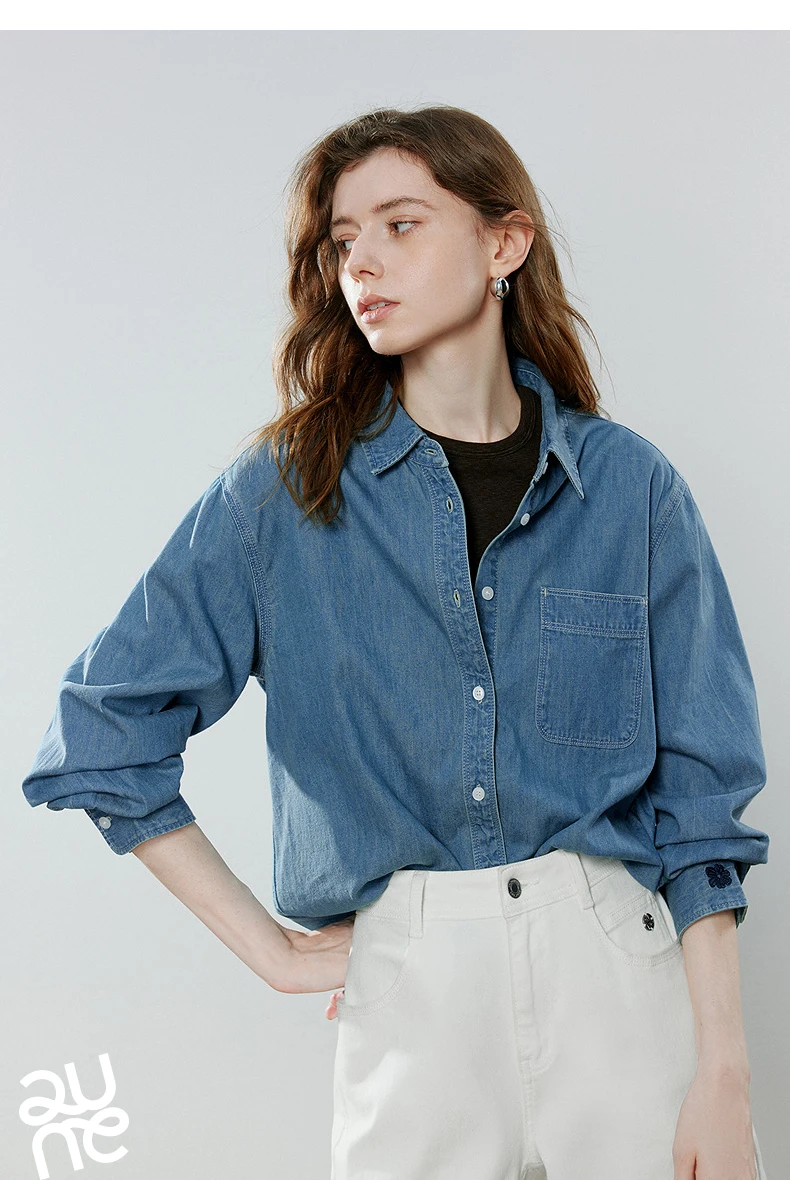 TOYOUTH Women Vintage Casual Denim Shirts 2026 Spring New Loose Outerwear Classic Basic Blouses