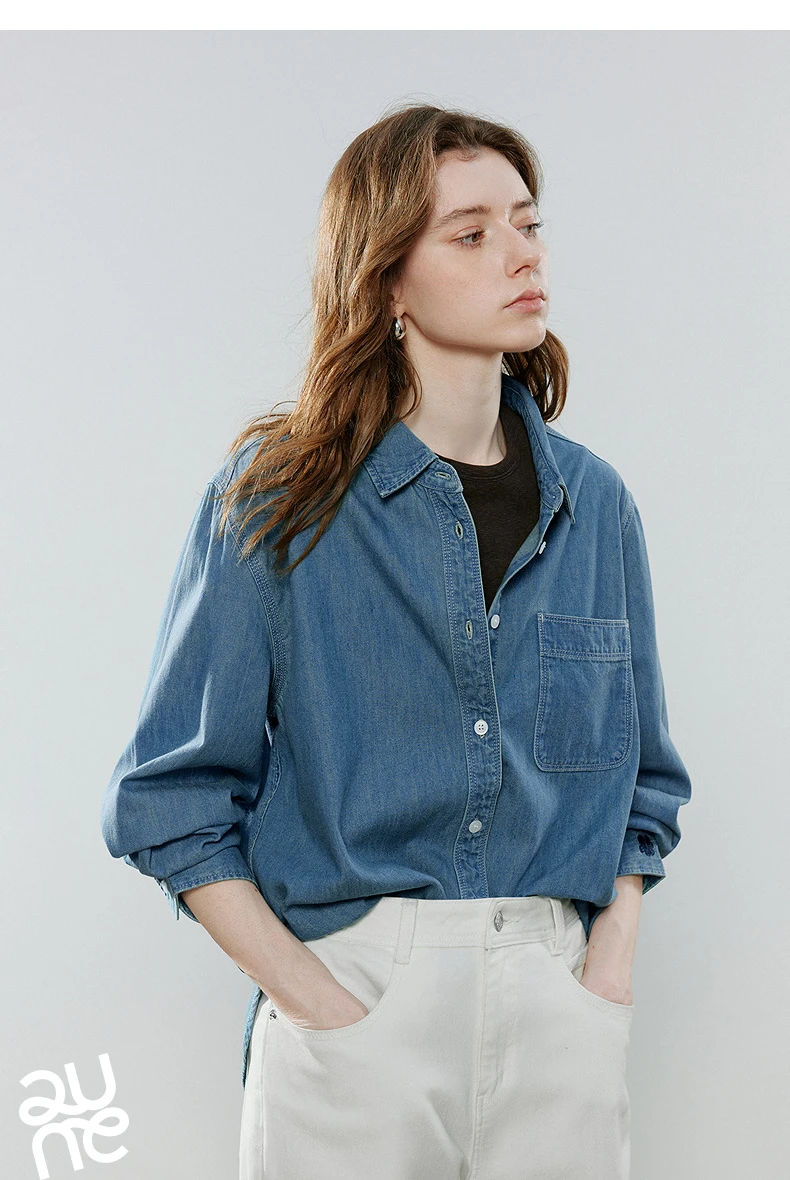 TOYOUTH Women Vintage Casual Denim Shirts 2026 Spring New Loose Outerwear Classic Basic Blouses