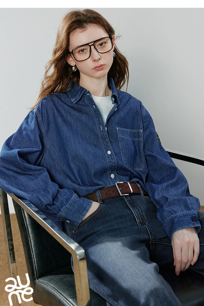 TOYOUTH Women Vintage Casual Denim Shirts 2026 Spring New Loose Outerwear Classic Basic Blouses