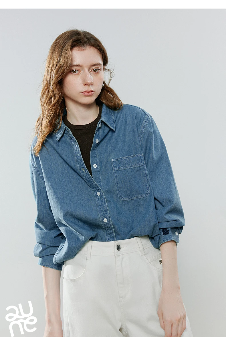 TOYOUTH Women Vintage Casual Denim Shirts 2026 Spring New Loose Outerwear Classic Basic Blouses