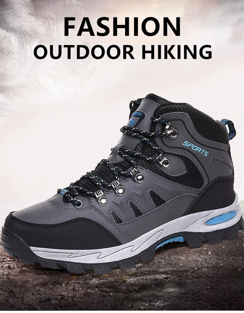 New Leather Men's Boots Outdoor Waterproof Hiking Boots Lightweight Non-slip Men Sneakers Fashion Desert Men Work Ankle Boots