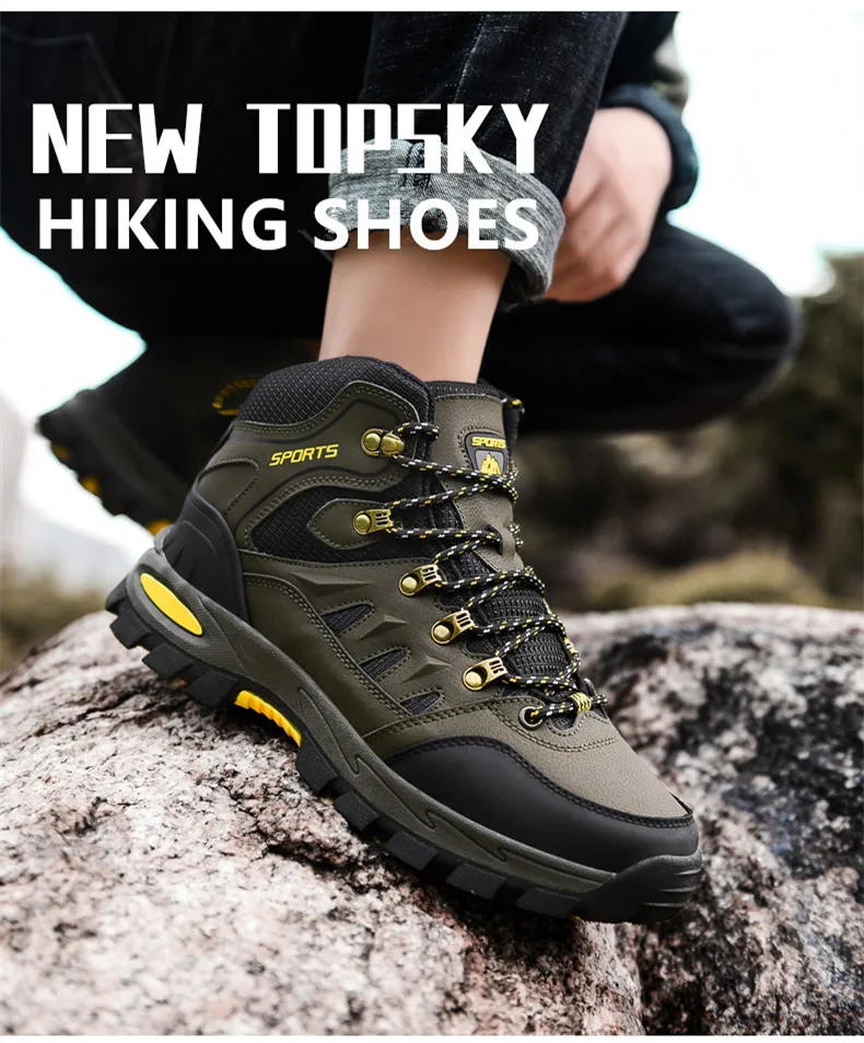 New Leather Men's Boots Outdoor Waterproof Hiking Boots Lightweight Non-slip Men Sneakers Fashion Desert Men Work Ankle Boots