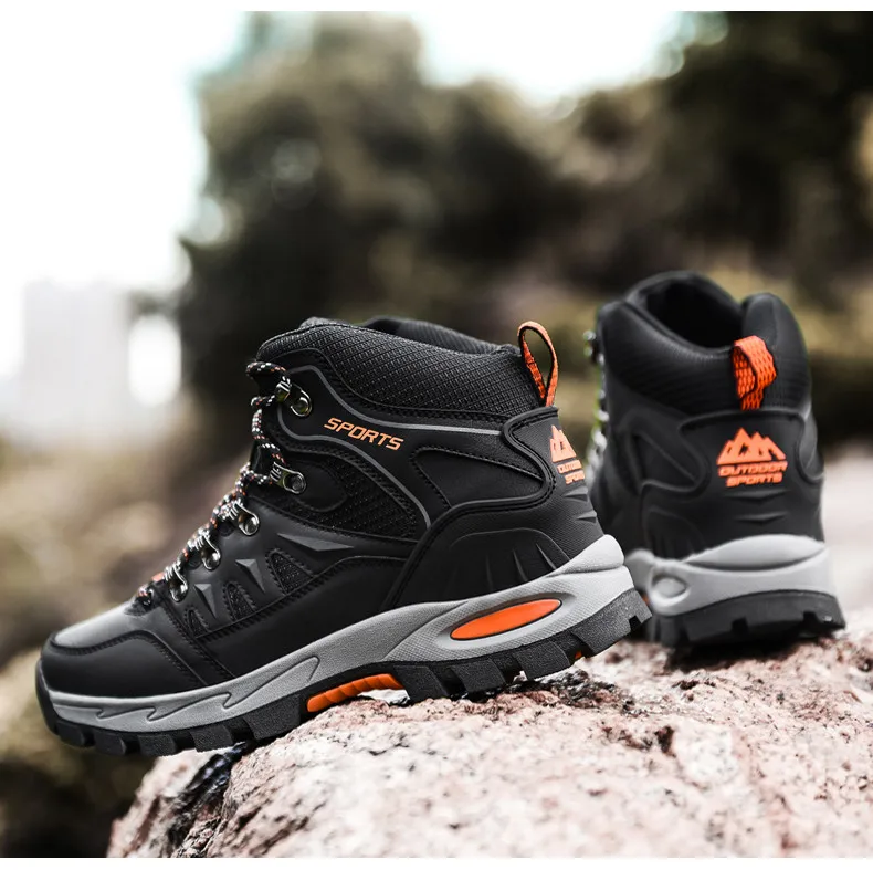 New Leather Men's Boots Outdoor Waterproof Hiking Boots Lightweight Non-slip Men Sneakers Fashion Desert Men Work Ankle Boots