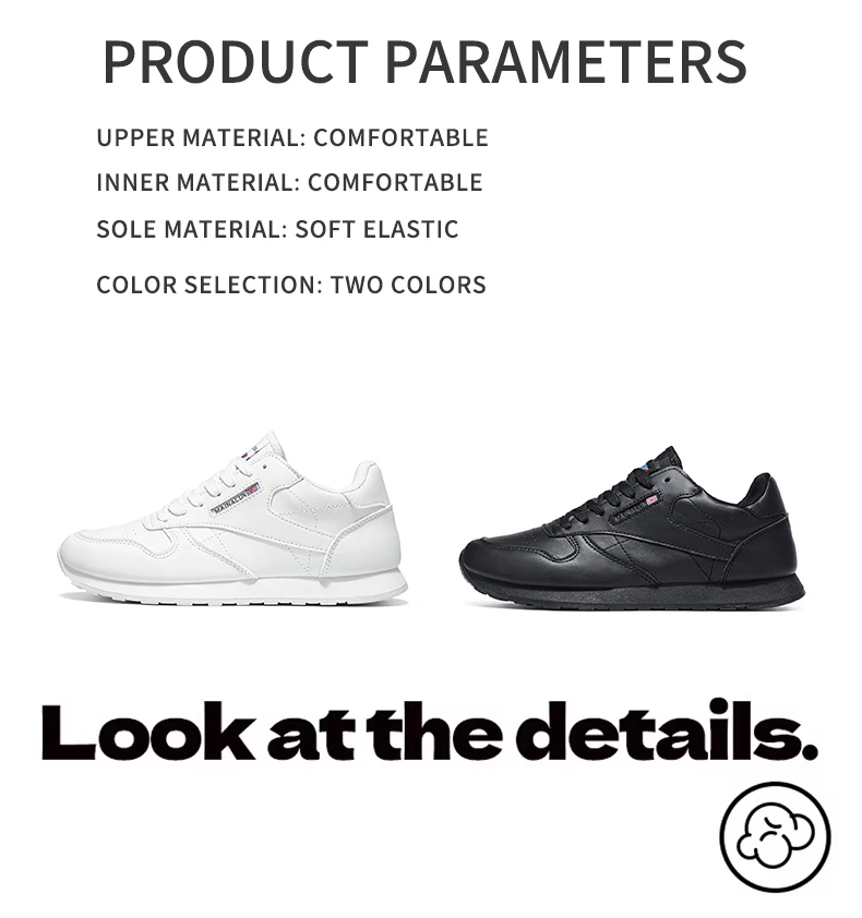 Men's Casual Sports Shoes, White Sneakers, Solid Color Classic, Comfortable and Stylish, Suitable for Walking, Outdoor Training
