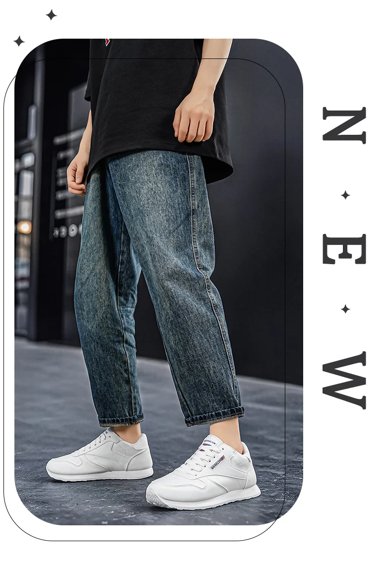 Men's Casual Sports Shoes, White Sneakers, Solid Color Classic, Comfortable and Stylish, Suitable for Walking, Outdoor Training