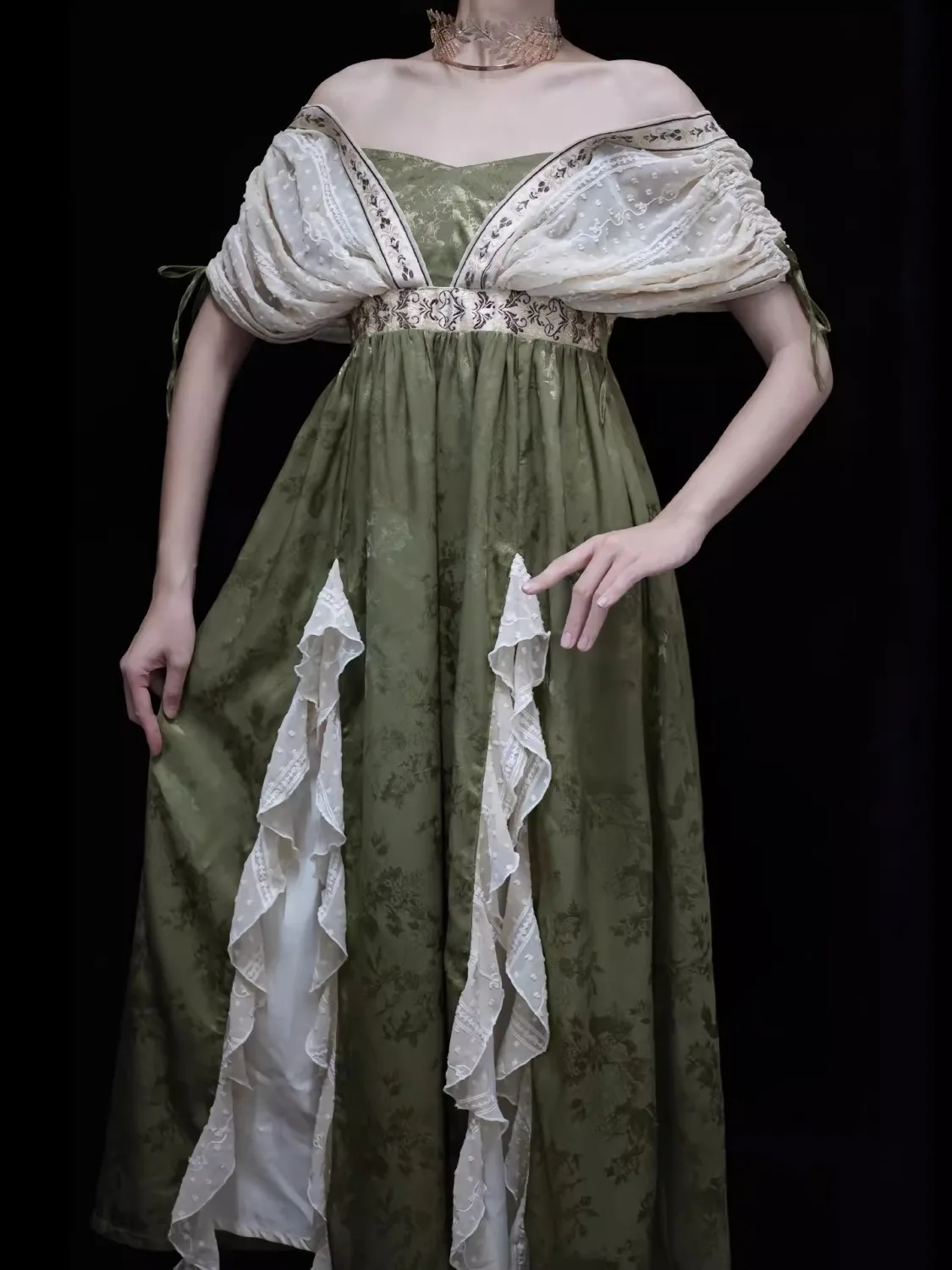 Retro New Palace Style Lolita Jacquard Elegant Dress Y2K Vintage Cosplay Daily Temperament Gorgeous Elegant Queen Princess Dress