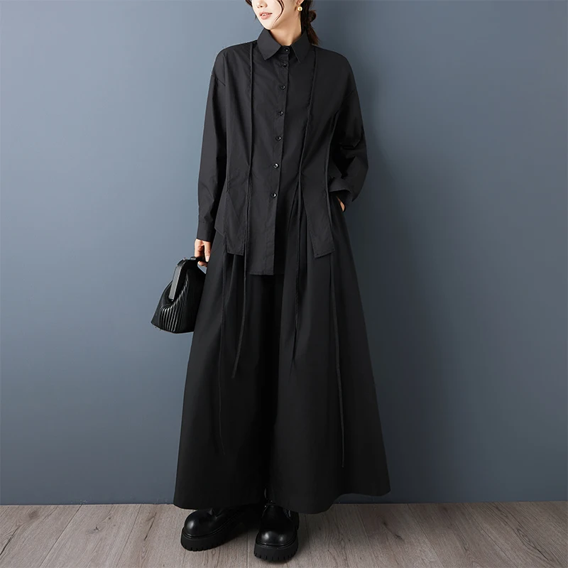 Asymmetrical Oversized White Vintage Shirt Women New Long Sleeve Loose Casual Korean Blouse Tops Clothing Spring Autumn 2026