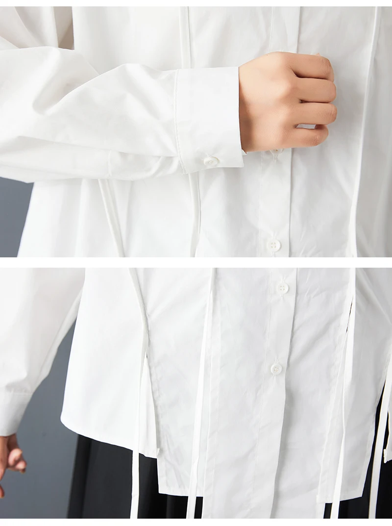 Asymmetrical Oversized White Vintage Shirt Women New Long Sleeve Loose Casual Korean Blouse Tops Clothing Spring Autumn 2026