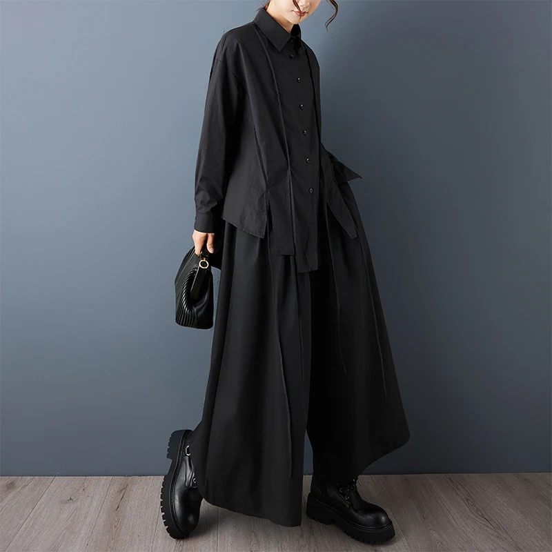 Asymmetrical Oversized White Vintage Shirt Women New Long Sleeve Loose Casual Korean Blouse Tops Clothing Spring Autumn 2026