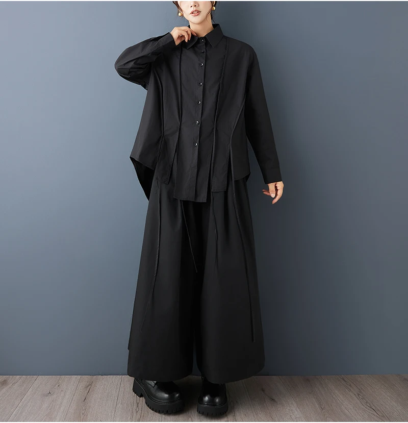 Asymmetrical Oversized White Vintage Shirt Women New Long Sleeve Loose Casual Korean Blouse Tops Clothing Spring Autumn 2026