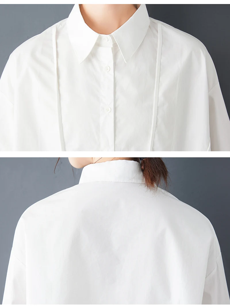 Asymmetrical Oversized White Vintage Shirt Women New Long Sleeve Loose Casual Korean Blouse Tops Clothing Spring Autumn 2026