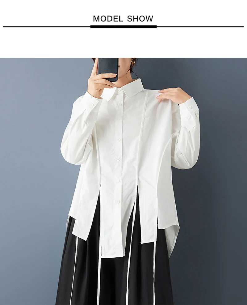 Asymmetrical Oversized White Vintage Shirt Women New Long Sleeve Loose Casual Korean Blouse Tops Clothing Spring Autumn 2026