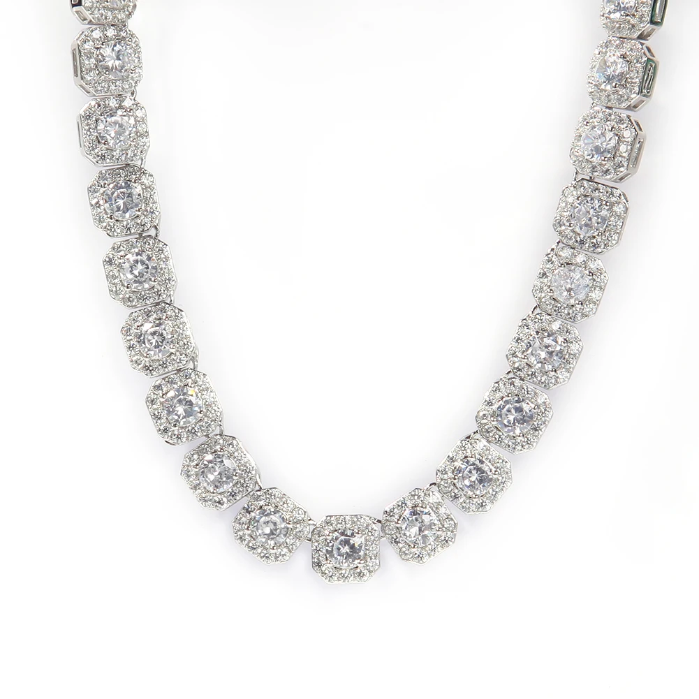 UWIN Cluster Floral Cubic Zircon Necklaces for Women 9mm AAA Iced Out Bling CZ Necklaces Silver Color Fashion Jewelry for Gift