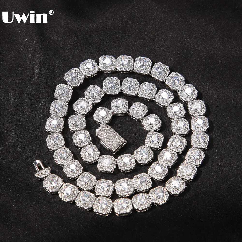 UWIN Cluster Floral Cubic Zircon Necklaces for Women 9mm AAA Iced Out Bling CZ Necklaces Silver Color Fashion Jewelry for Gift