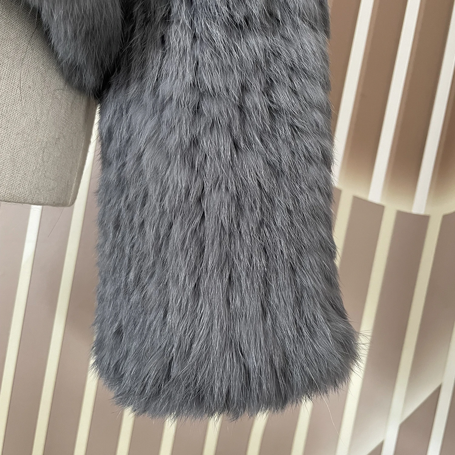 Real Rabbit Fur Hooded Coat Long Sleeve Women Casual Loose Knitted Genuine Fur Jacket With Hood Female Natural Fur Outwear
