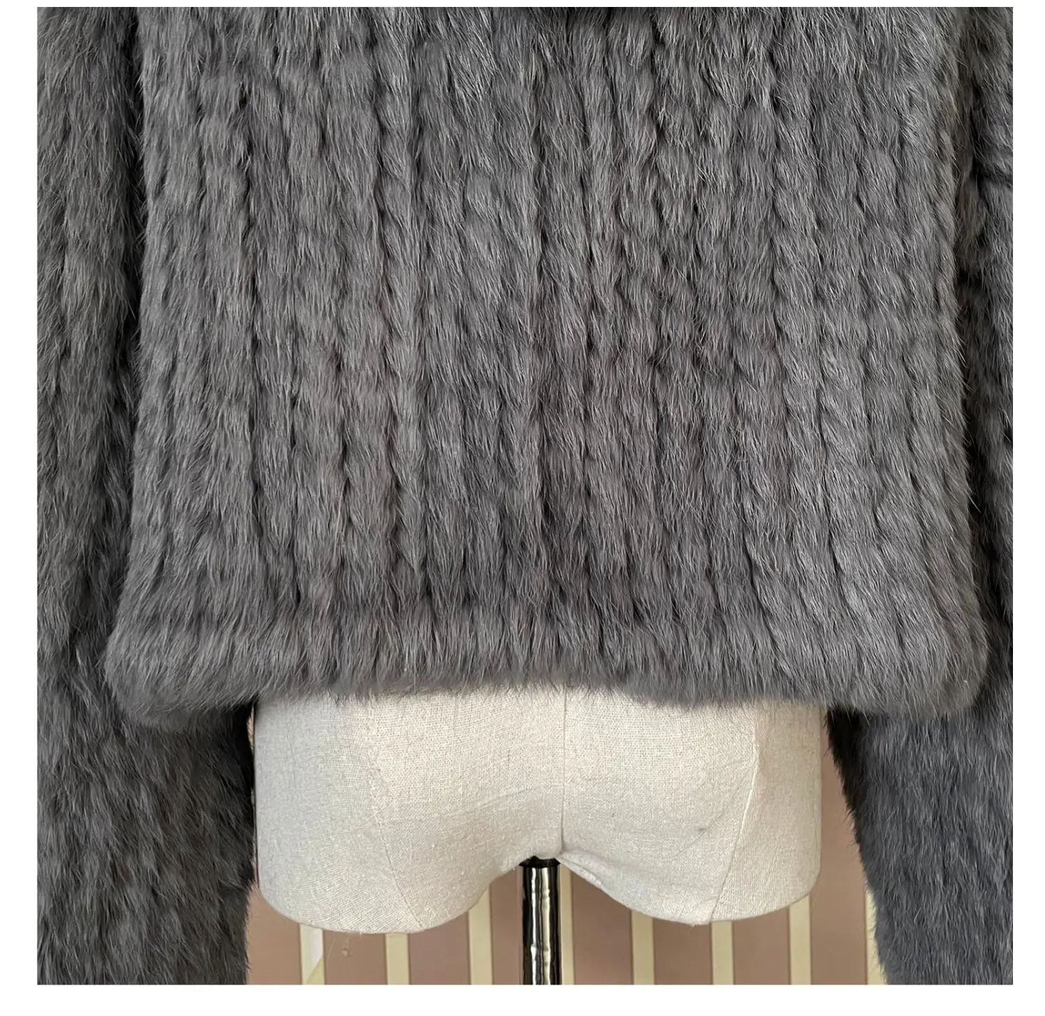 Real Rabbit Fur Hooded Coat Long Sleeve Women Casual Loose Knitted Genuine Fur Jacket With Hood Female Natural Fur Outwear