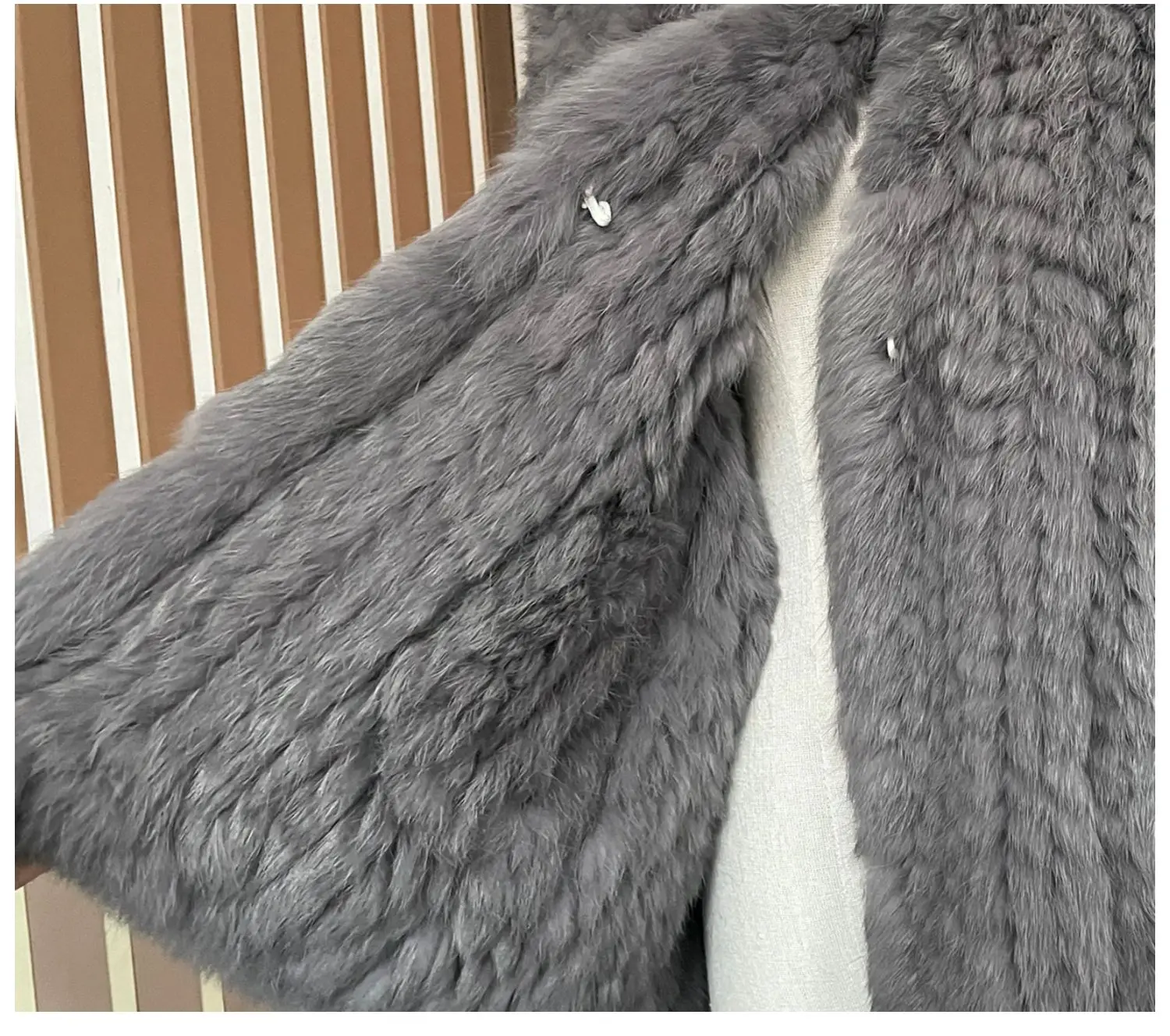 Real Rabbit Fur Hooded Coat Long Sleeve Women Casual Loose Knitted Genuine Fur Jacket With Hood Female Natural Fur Outwear