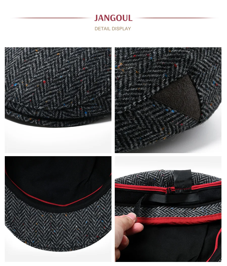 Jangoul Wool Tweed Herringbone Irish Cap Men Women Beret Cabbie Driver Hat Newsboy Caps Golf Ivy Flat Hats