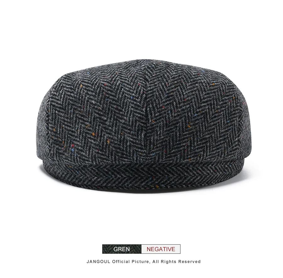 Jangoul Wool Tweed Herringbone Irish Cap Men Women Beret Cabbie Driver Hat Newsboy Caps Golf Ivy Flat Hats