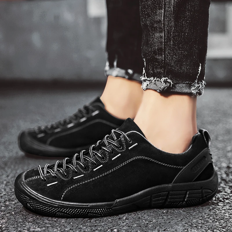 Genuine Leather Men's Shoes Outdoor Non-slip Sneakers Breathable Large Size Casual Shoes Fashion Flats Boat Shoes Men Loafers