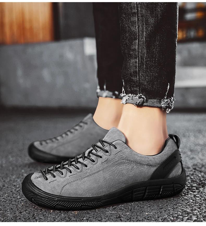 Genuine Leather Men's Shoes Outdoor Non-slip Sneakers Breathable Large Size Casual Shoes Fashion Flats Boat Shoes Men Loafers