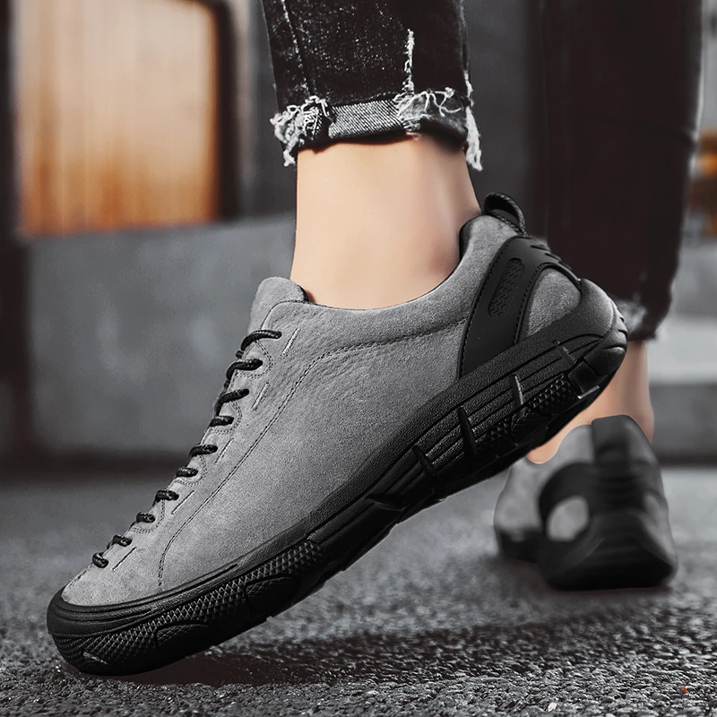 Genuine Leather Men's Shoes Outdoor Non-slip Sneakers Breathable Large Size Casual Shoes Fashion Flats Boat Shoes Men Loafers
