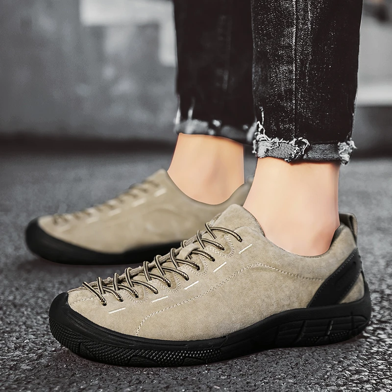 Genuine Leather Men's Shoes Outdoor Non-slip Sneakers Breathable Large Size Casual Shoes Fashion Flats Boat Shoes Men Loafers