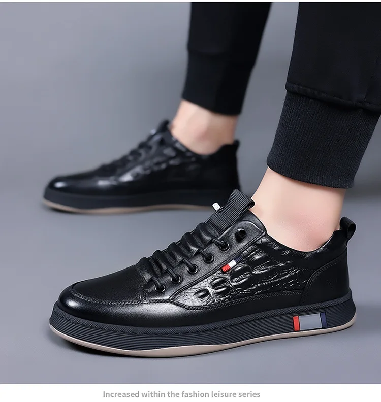 New Autumn Winter Men Sneakers Casual Genuine Leather Outdoor Sport Men Trekking Leather Shoes Climbing Hunting Vulcanize Shoes