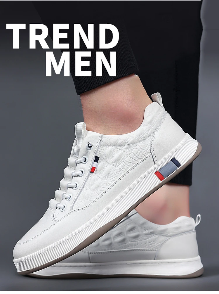 New Autumn Winter Men Sneakers Casual Genuine Leather Outdoor Sport Men Trekking Leather Shoes Climbing Hunting Vulcanize Shoes