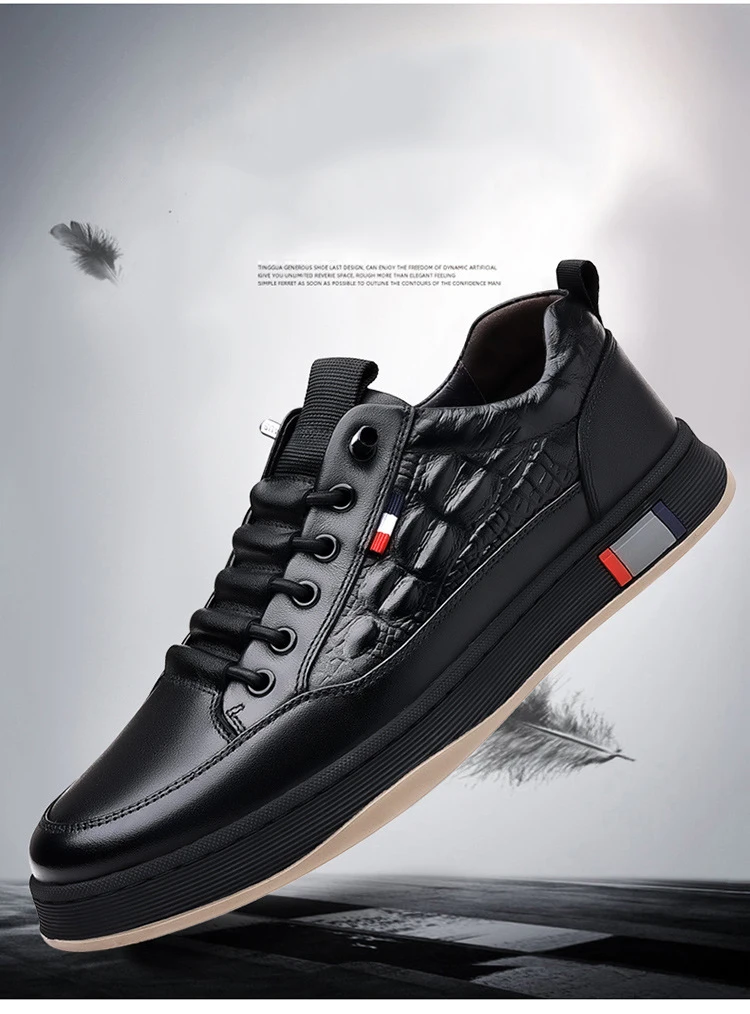 New Autumn Winter Men Sneakers Casual Genuine Leather Outdoor Sport Men Trekking Leather Shoes Climbing Hunting Vulcanize Shoes