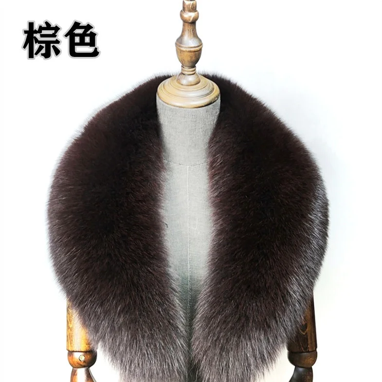 Fox Fur Collar 100% Real Fox Fur Scarf Winter Women Natural Fur Gray Collar Large Size Neck Warmer Fur Scarf Shawls