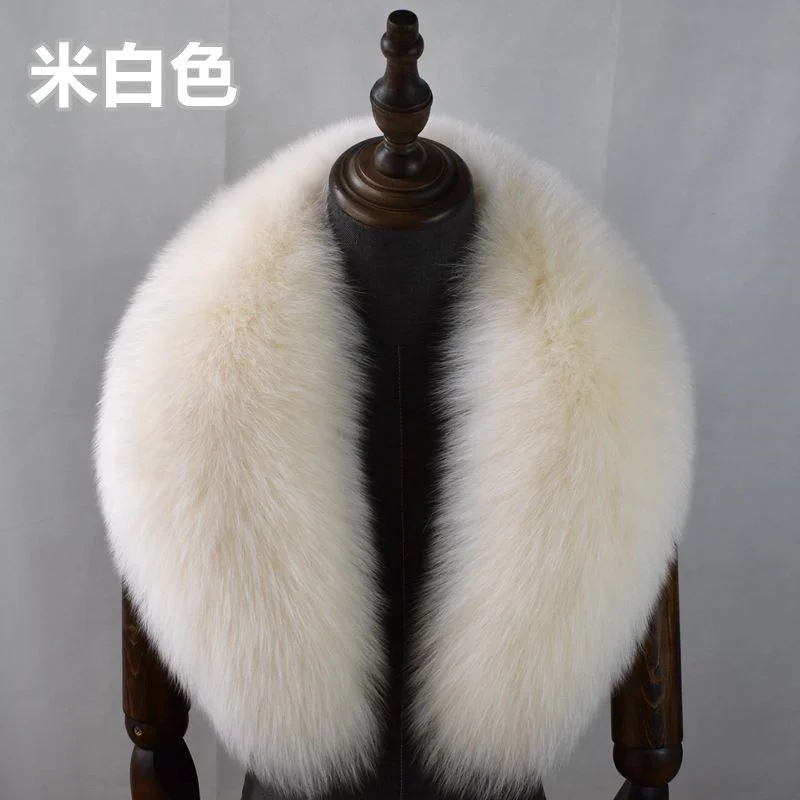 Fox Fur Collar 100% Real Fox Fur Scarf Winter Women Natural Fur Gray Collar Large Size Neck Warmer Fur Scarf Shawls