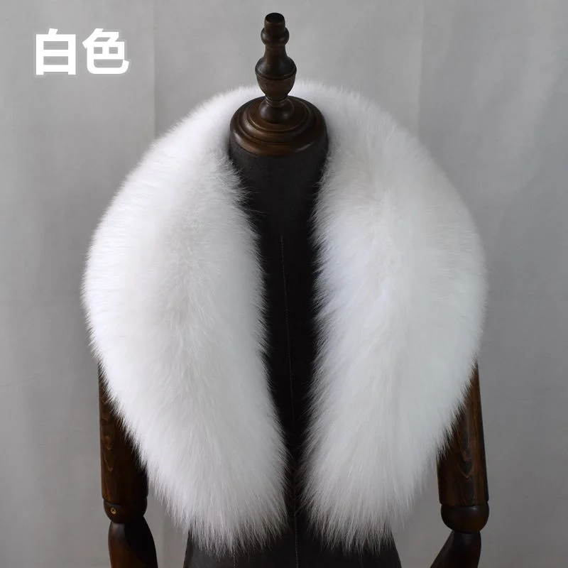 Fox Fur Collar 100% Real Fox Fur Scarf Winter Women Natural Fur Gray Collar Large Size Neck Warmer Fur Scarf Shawls