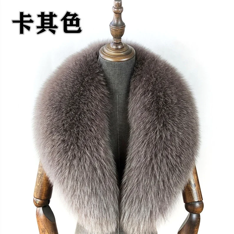 Fox Fur Collar 100% Real Fox Fur Scarf Winter Women Natural Fur Gray Collar Large Size Neck Warmer Fur Scarf Shawls